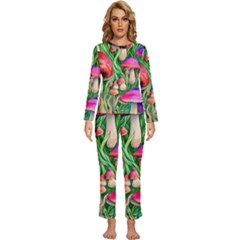 Mushroom Womens  Long Sleeve Lightweight Pajamas Set