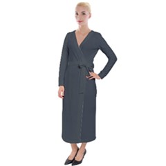 Gunmetal Grey	 - 	velvet Maxi Wrap Dress by ColorfulDresses