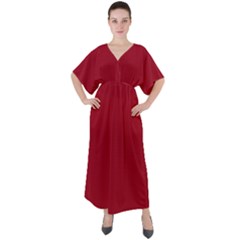 Carmine Red	 - 	v-neck Boho Style Maxi Dress