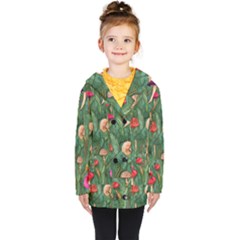 Fairycore Mushroom Kids  Double Breasted Button Coat by GardenOfOphir
