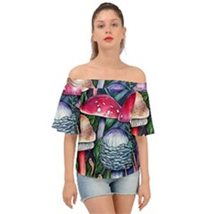 Foraging Mushroom Off Shoulder Short Sleeve Top