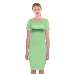 Granny Smith Apple Green	 - 	classic Short Sleeve Midi Dress by ColorfulDresses