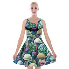 Mushroom Core Fairy Velvet Skater Dress by GardenOfOphir