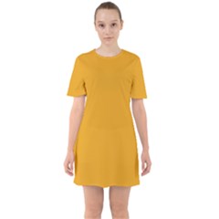 Gamboge Orange	 - 	sixties Short Sleeve Mini Dress by ColorfulDresses