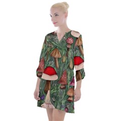 Fairycore Mushroom Forest Open Neck Shift Dress by GardenOfOphir