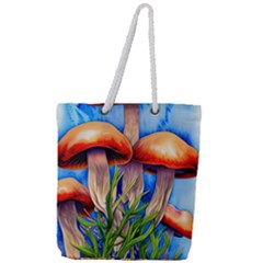 Garden Mushrooms In A Flowery Craft Full Print Rope Handle Tote (large)