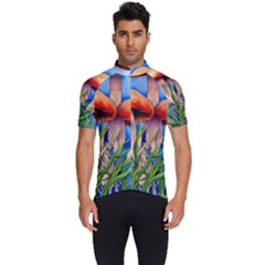 Garden Mushrooms In A Flowery Craft Men s Short Sleeve Cycling Jersey by GardenOfOphir