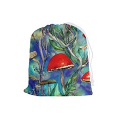 Woodsy Mushroom Forest Foraging Drawstring Pouch (large) by GardenOfOphir