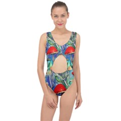 Woodsy Mushroom Forest Foraging Center Cut Out Swimsuit by GardenOfOphir