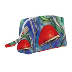 Woodsy Mushroom Forest Foraging Wristlet Pouch Bag (medium) by GardenOfOphir