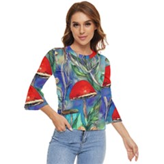 Woodsy Mushroom Forest Foraging Bell Sleeve Top