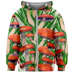 Fairycore Forest Mushroom Kids  Zipper Hoodie Without Drawstring by GardenOfOphir