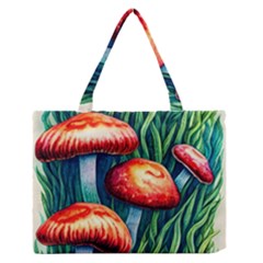 Enchanted Forest Mushroom Zipper Medium Tote Bag by GardenOfOphir