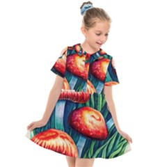 Enchanted Forest Mushroom Kids  Short Sleeve Shirt Dress