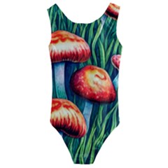 Enchanted Forest Mushroom Kids  Cut-out Back One Piece Swimsuit by GardenOfOphir