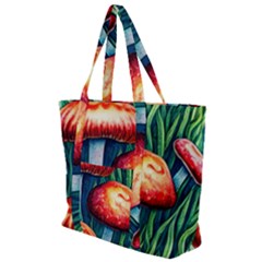 Enchanted Forest Mushroom Zip Up Canvas Bag