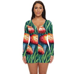 Enchanted Forest Mushroom Long Sleeve Boyleg Swimsuit