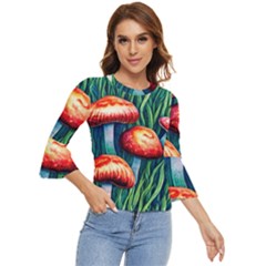 Enchanted Forest Mushroom Bell Sleeve Top