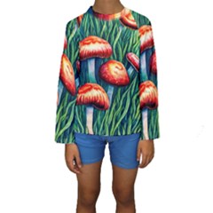 Enchanted Forest Mushroom Kids  Long Sleeve Swimwear by GardenOfOphir