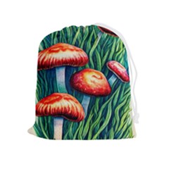 Enchanted Forest Mushroom Drawstring Pouch (xl) by GardenOfOphir