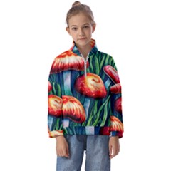 Enchanted Forest Mushroom Kids  Half Zip Hoodie by GardenOfOphir