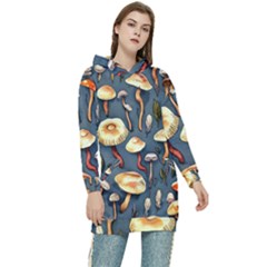 Forest Mushrooms Women s Long Oversized Pullover Hoodie