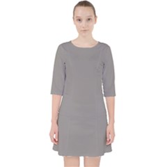 Soft Taupe Grey	 - 	quarter Sleeve Pocket Dress by ColorfulDresses