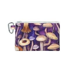 Whimsical Forest Mushroom Canvas Cosmetic Bag (small) by GardenOfOphir