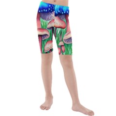 Light And Airy Mushroom Witch Artwork Kids  Mid Length Swim Shorts