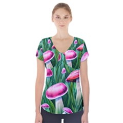 Foreboding Goblincore Mushroom Short Sleeve Front Detail Top by GardenOfOphir