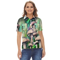 Woodsy Mushroom Women s Short Sleeve Double Pocket Shirt