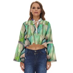 Woodsy Mushroom Boho Long Bell Sleeve Top