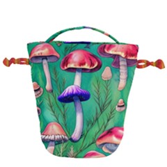 Foresty Mushroom Drawstring Bucket Bag by GardenOfOphir