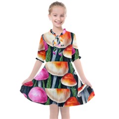 Goblincore Mushroom Kids  All Frills Chiffon Dress by GardenOfOphir