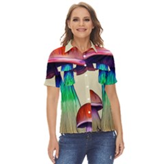 Tiny Mushroom Women s Short Sleeve Double Pocket Shirt