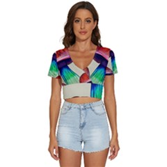 Tiny Mushroom V-neck Crop Top by GardenOfOphir