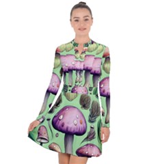 Witchy Forest Mushroom Long Sleeve Panel Dress by GardenOfOphir