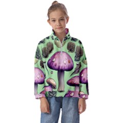 Witchy Forest Mushroom Kids  Half Zip Hoodie by GardenOfOphir