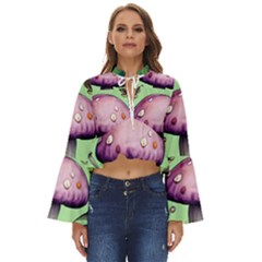 Witchy Forest Mushroom Boho Long Bell Sleeve Top