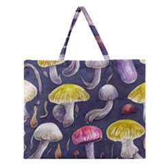 Fantasy Woodland Mushroom Zipper Large Tote Bag by GardenOfOphir