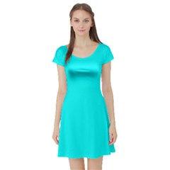 Spanish Sky Blue	 - 	short Sleeve Skater Dress by ColorfulDresses