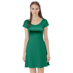 Spanish Viridian Green	 - 	short Sleeve Skater Dress by ColorfulDresses