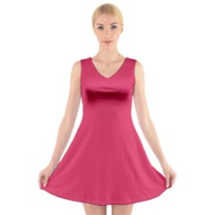 Cerise Pink	 - 	v-neck Sleeveless Dress by ColorfulDresses