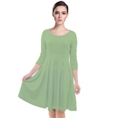 Sage Green	 - 	quarter Sleeve Waist Band Dress by ColorfulDresses