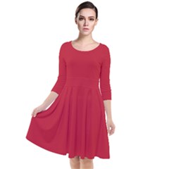 True Red	 - 	quarter Sleeve Waist Band Dress by ColorfulDresses