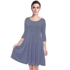 Mist Blue	 - 	quarter Sleeve Waist Band Dress by ColorfulDresses