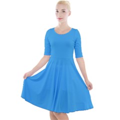 Butterfly Blue	 - 	Quarter Sleeve A-Line Dress