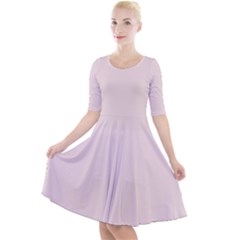 Rose  Quartz Pink	 - 	quarter Sleeve A-line Dress by ColorfulDresses