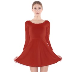 Rufous Red	 - 	long Sleeve Velvet Skater Dress by ColorfulDresses