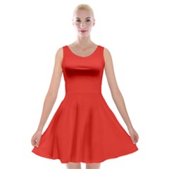 Lava Red	 - 	velvet Skater Dress by ColorfulDresses